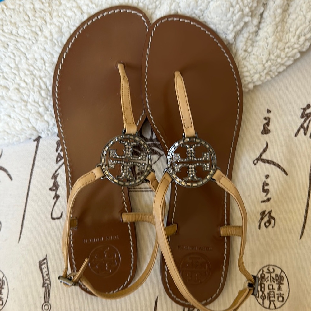 Tory Burch sandals 10M Tan Brown all leather